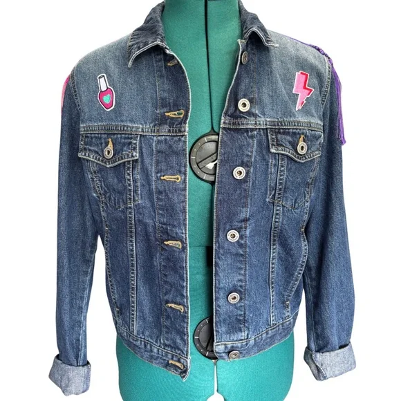 Kpop Demon Hunters Mira Denim Jean Jacket w/ Patches size Small / Medium - Picture 2 of 7